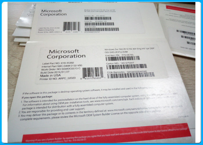 64 paquet d'OEM de Windows 2012 R2 Datacenter DVD de bits avec l'anglais/versions de l'Allemagne