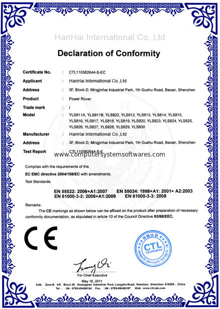 Chine Shenzhen Hanhai Qianda Industrial Co., Ltd certifications